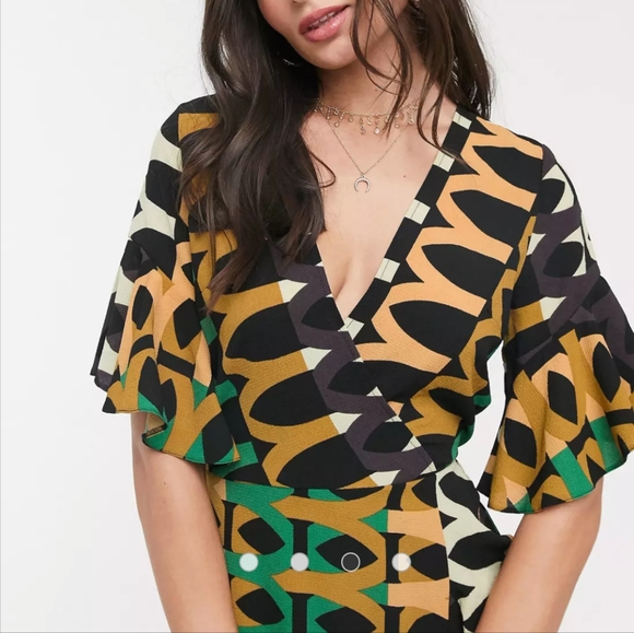 *HOST PICK* AX PARIS RETRO PRINT WRAP MINI DRESS SIZE 6 - Picture 3 of 8